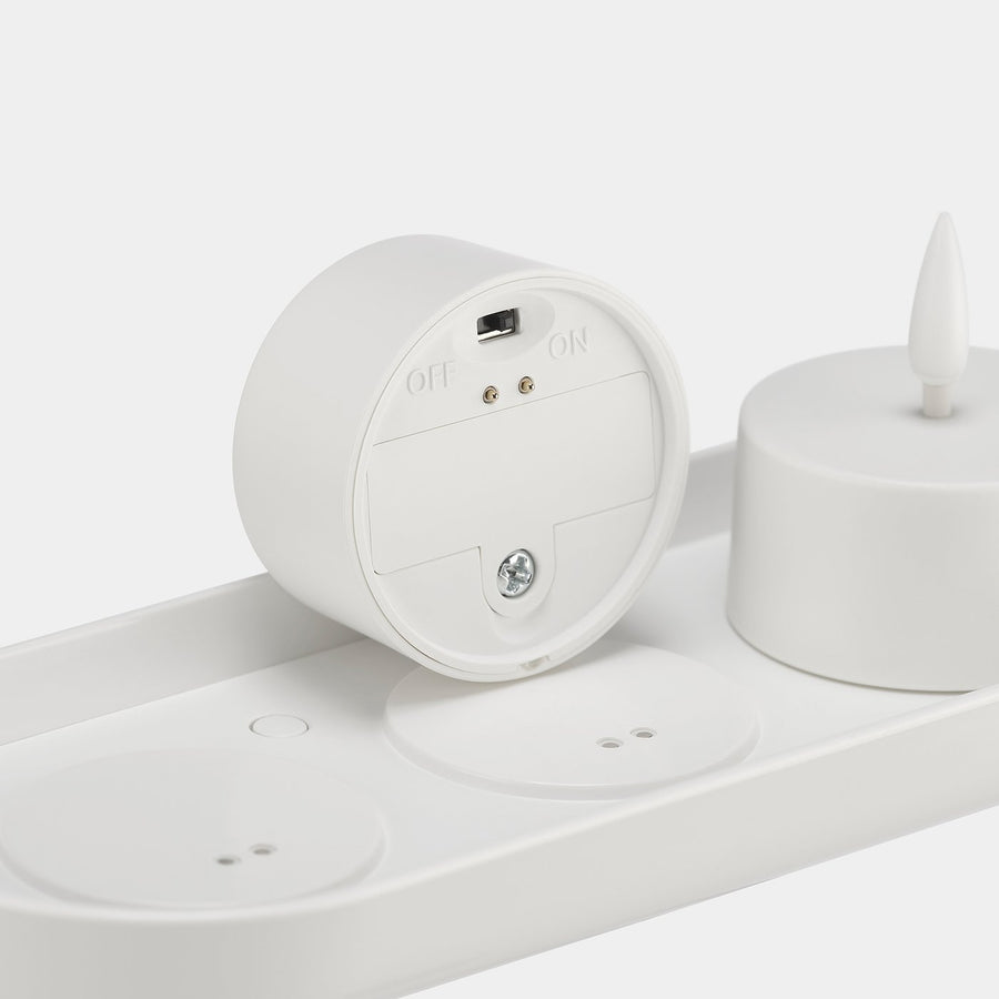 SKATGÅS LED tealight kit, with charging tray white, 20x6 cm