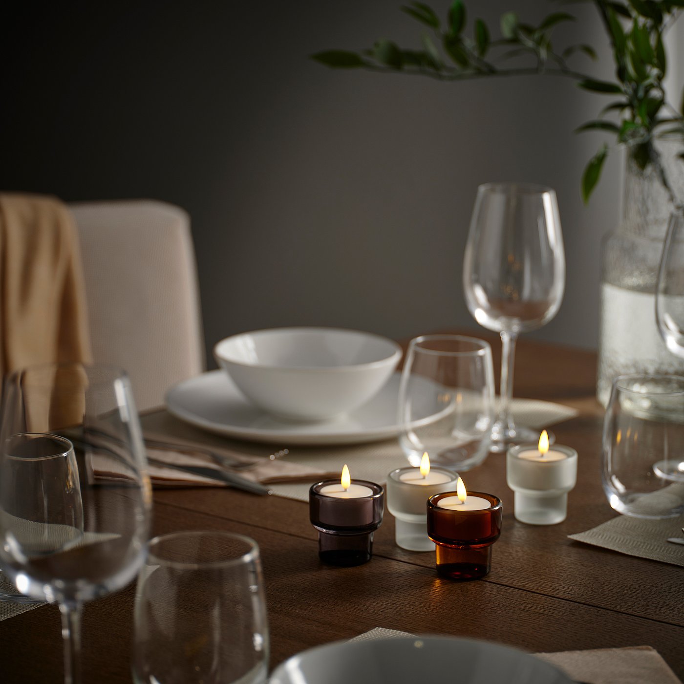 SKATGÅS LED tealight kit, with charging tray white, 20x6 cm
