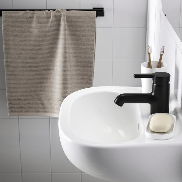 SKATSJÖN wash-basin w water trap/mixer tap, white, 45x35 cm