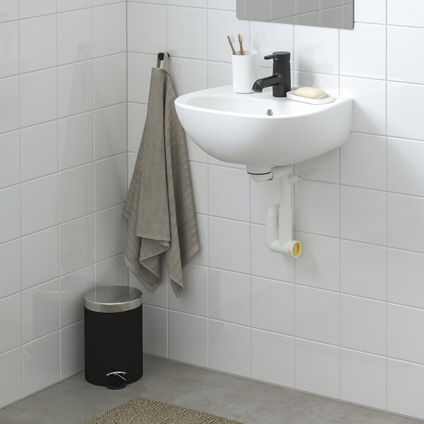 SKATSJÖN wash-basin w water trap/mixer tap, white, 45x35 cm