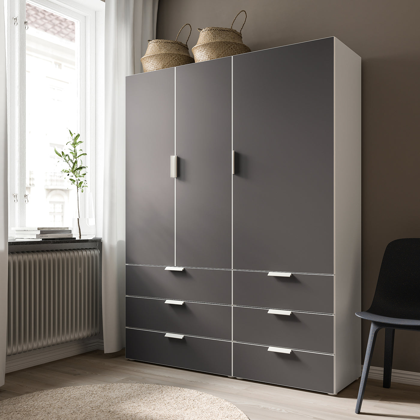 SKATVAL door with soft closing hinges, dark grey, 60x120 cm