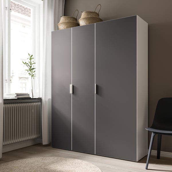 SKATVAL door with hinges, dark grey, 60x180 cm