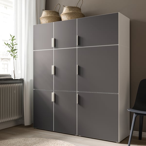 SKATVAL door with hinges, dark grey, 60x60 cm