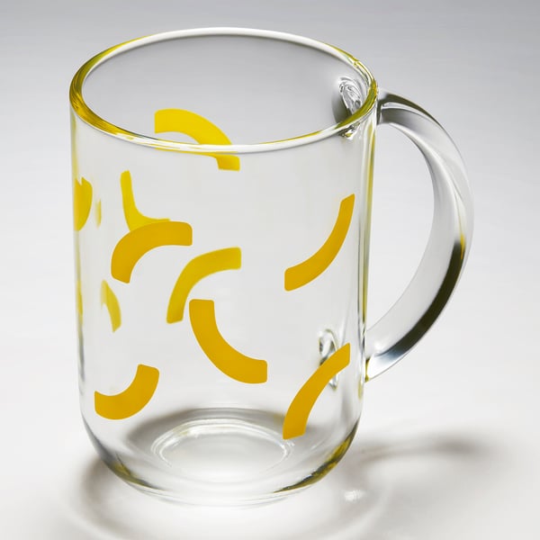 SKEDSTÖR mug, mixed colours yellow/black, 30 cl, 2 pack