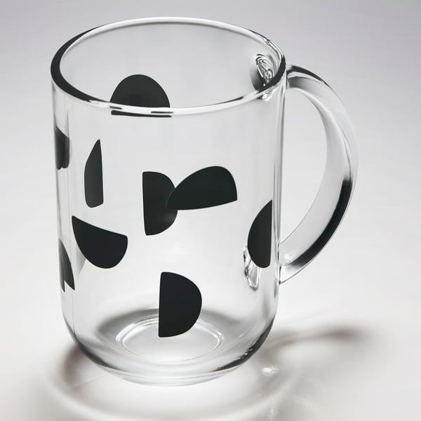 SKEDSTÖR mug, mixed colours yellow/black, 30 cl, 2 pack