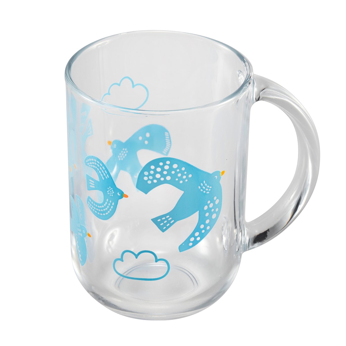 SKEDSTÖR mug, patterned/glass, 30 cl, 2 pack
