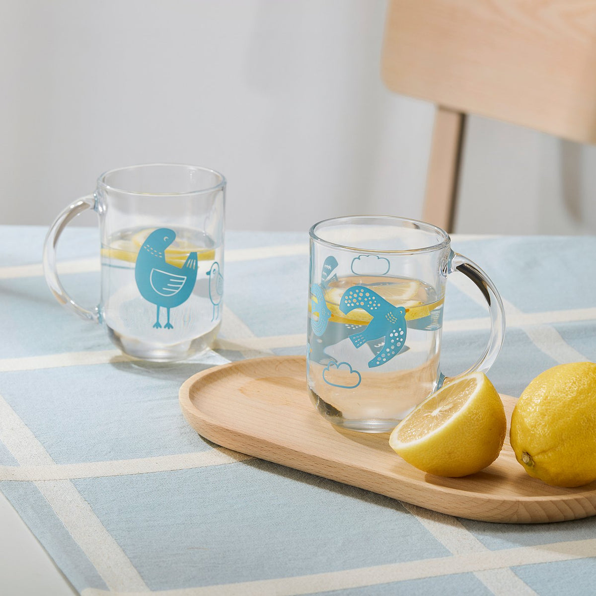 SKEDSTÖR mug, patterned/glass, 30 cl, 2 pack