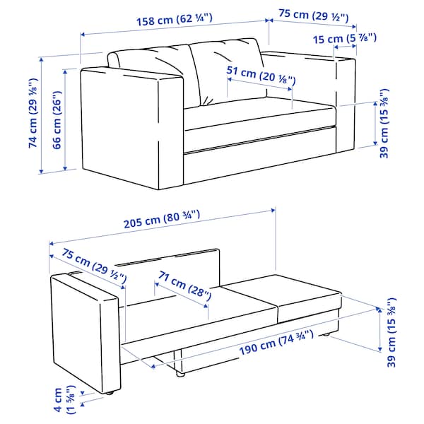 Ikea SKÖNABÄCK - 2-seater sofa bed, Knisa bright blue