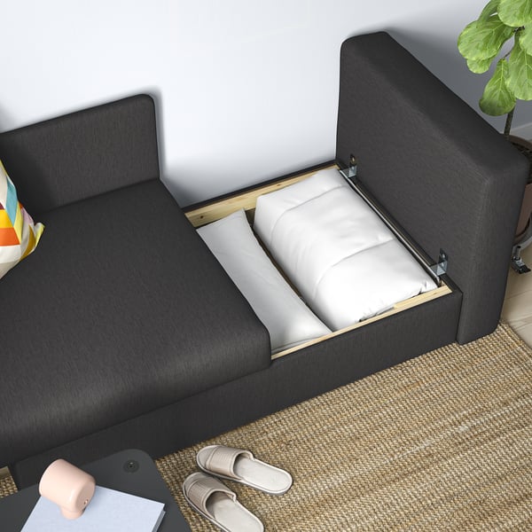 SKÖNABÄCK 2-seat sofa-bed, Knisa dark grey, 158 cm