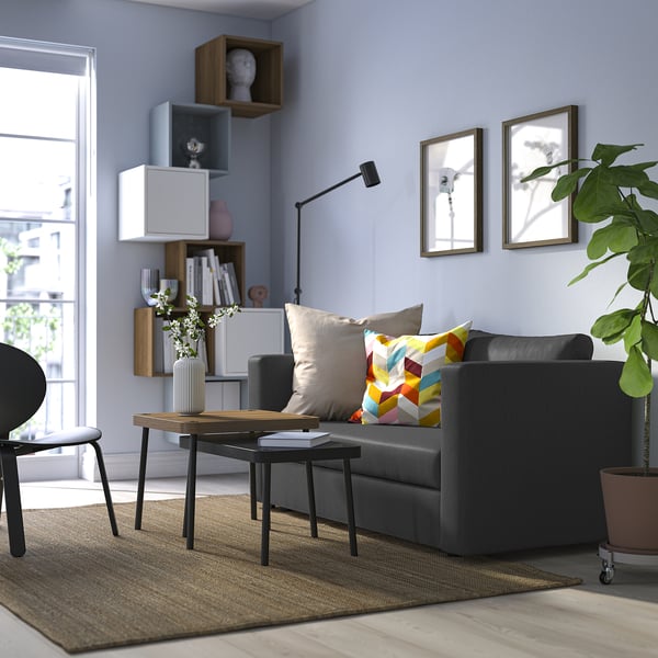 SKÖNABÄCK 2-seat sofa-bed, Knisa dark grey, 190x158 cm