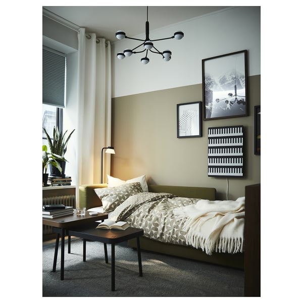 SKÖNABÄCK 2-seat sofa-bed, Vissle yellow-green, 190x158 cm