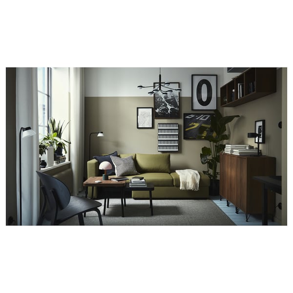 SKÖNABÄCK 2-seat sofa-bed, Vissle yellow-green, 190x158 cm