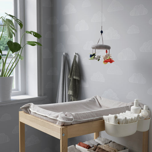 SKÖTSAM babycare mat with cover, grey, 53x80 cm