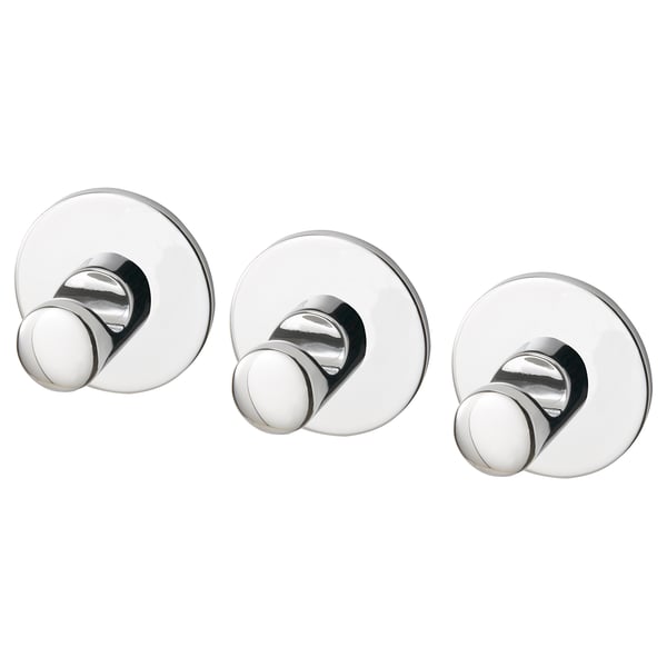 SKOGHALL hook, self-adhesive, chrome-plated, 4.6 cm, 3 pack