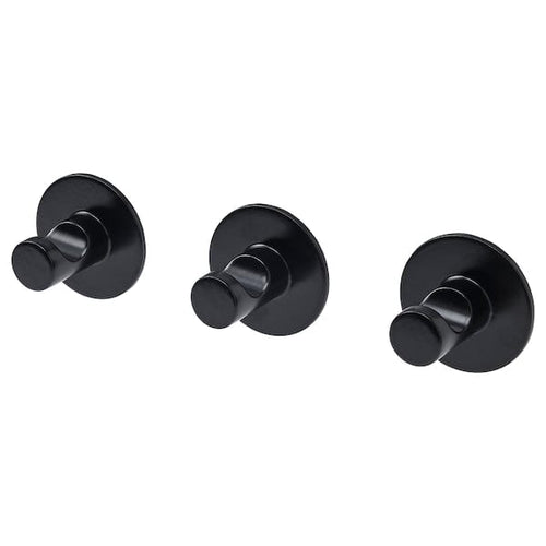 SKOGHALL hook, self-adhesive, black, 4.6 cm, 3 pack