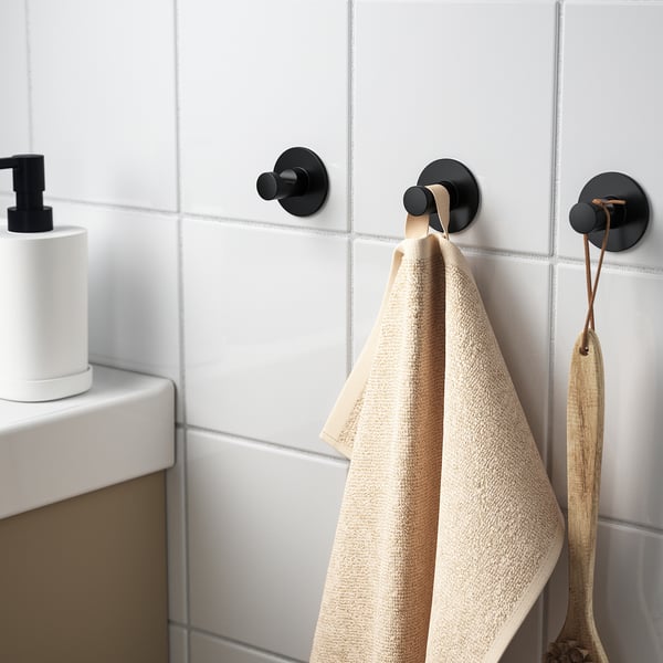 SKOGHALL - SKOGHALL Hook, self-adhesive, black