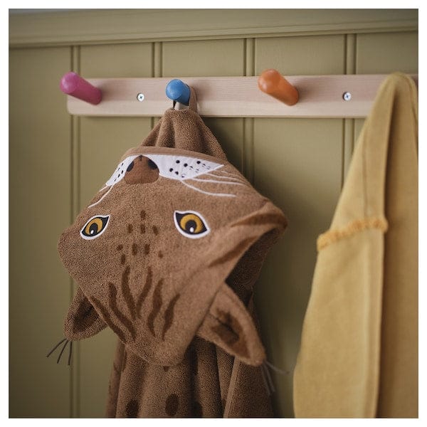 Ikea SKOGSDUVA - Towel with hood, lynx shaped/brown, 70x140 cm