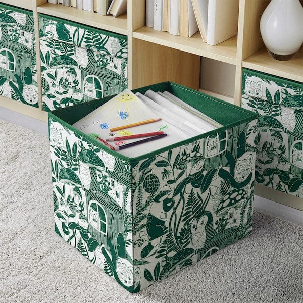 Ikea SKOGSDUVA - Box, green/white, 33x38x33 cm