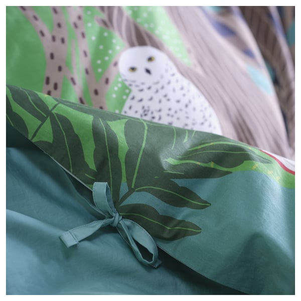 SKOGSDUVA - SKOGSDUVA Duvet cover and pillowcase, multicolour/forest pattern, 150x200/50x80 cm