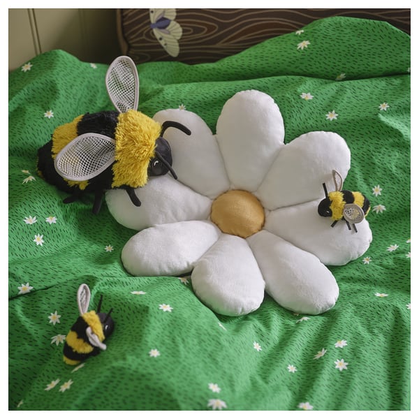 SKOGSDUVA cushion, flower-shaped/white, 47x8 cm
