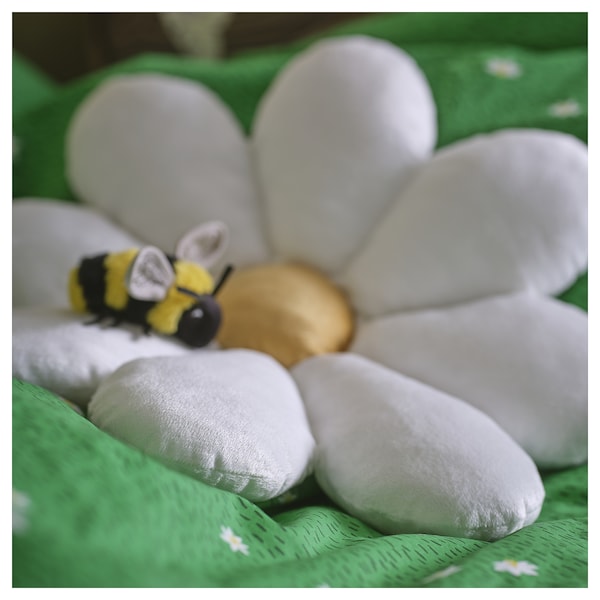 SKOGSDUVA - Pillow, flower-shaped/white,47x8 cm