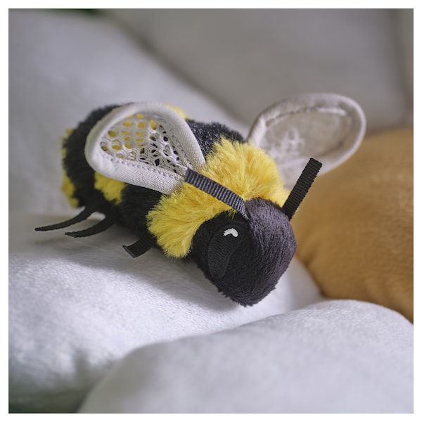 SKOGSDUVA - Soft toy, mini-bumblebee/black yellow, 8 cm