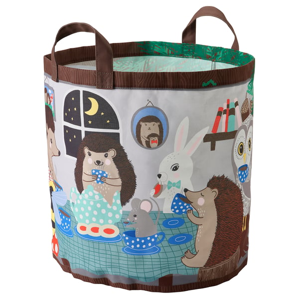 SKOGSDUVA storage bag, forest animal pattern/multicolour, 41 cm