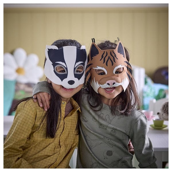 Ikea SKOGSDUVA - Mask, set of 2, badger/lynx multicolour