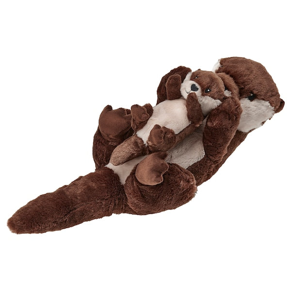 SKOGSDUVA - Soft toy, set of 2, otter with baby/brown beige, 45 cm