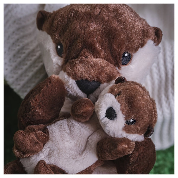 SKOGSDUVA - Soft toy, set of 2, otter with baby/brown beige, 45 cm