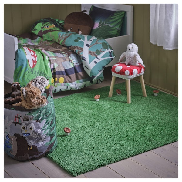 SKOGSDUVA - Rug, high pile, green, 133x160 cm