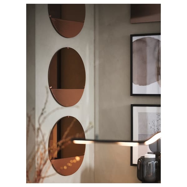 Ikea SKOGSGRÄNSEN - Decorative mirror, copper-colour, 50 cm