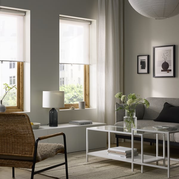 SKOGSKLÖVER roller blind, white, 140x195 cm