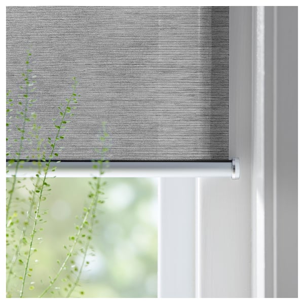 SKOGSKLÖVER roller blind, grey, 140x195 cm