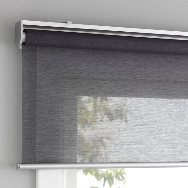 SKOGSKLÖVER roller blind, grey, 140x195 cm