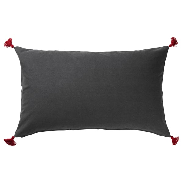 SKOGSKORN cushion, dark grey/multicolour, 40x65 cm