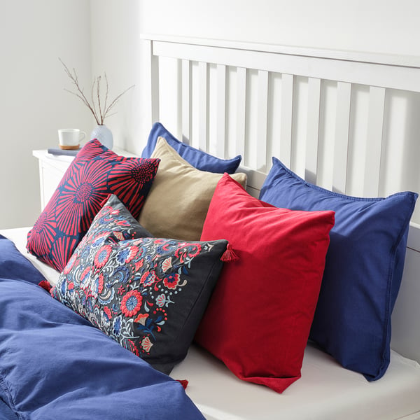 SKOGSKORN cushion, dark grey/multicolour, 40x65 cm