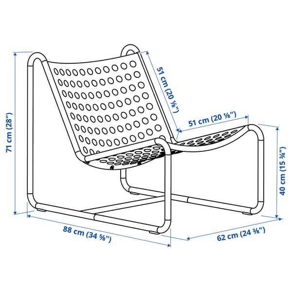 SKOGSÖN easy chair, light grey outdoor, 62x71x88 cm