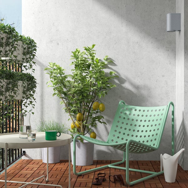 SKOGSÖN easy chair, light green outdoor, 62x71x88 cm