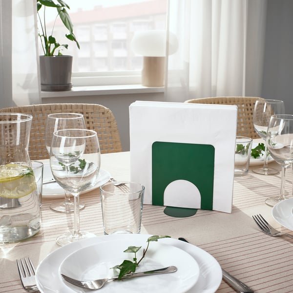 SKOGSRÖR napkin holder, dark green, 13x12 cm