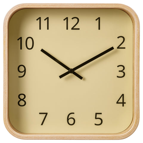 SKOGSSVALA wall clock, oak veneer, 24x24x6 cm