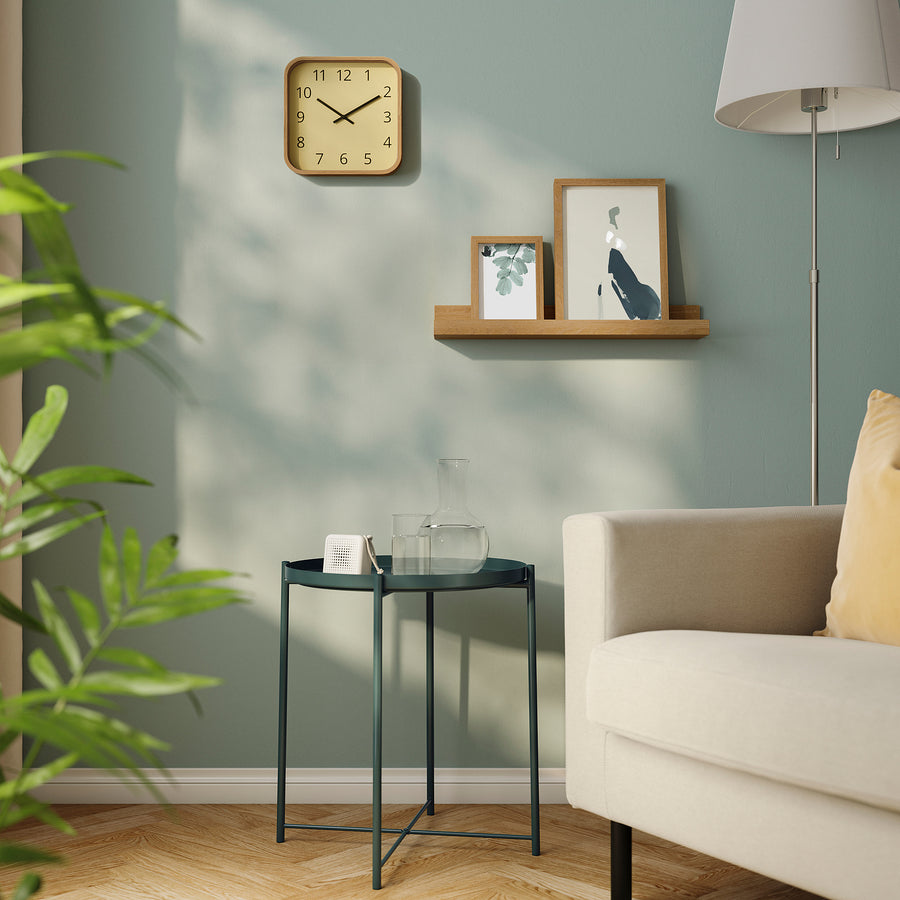 SKOGSSVALA wall clock, oak veneer, 24x24x6 cm