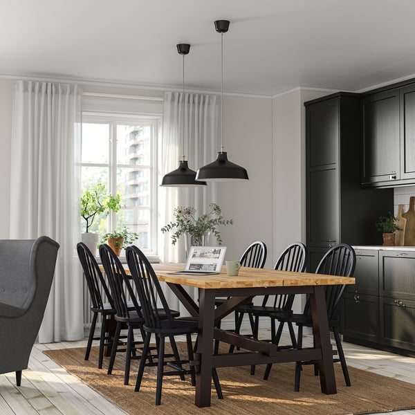 SKOGSTA / SKOGSTA table and 6 chairs, acacia/black, 235 cm