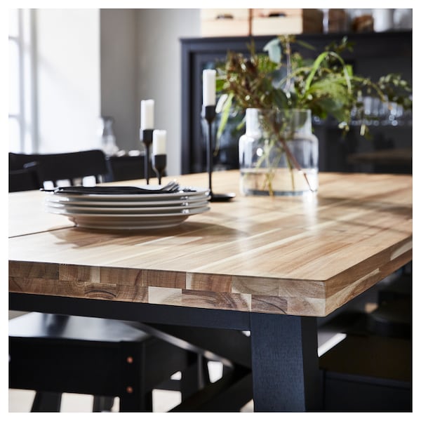 SKOGSTA - Dining table, acacia/black, 235x100 cm