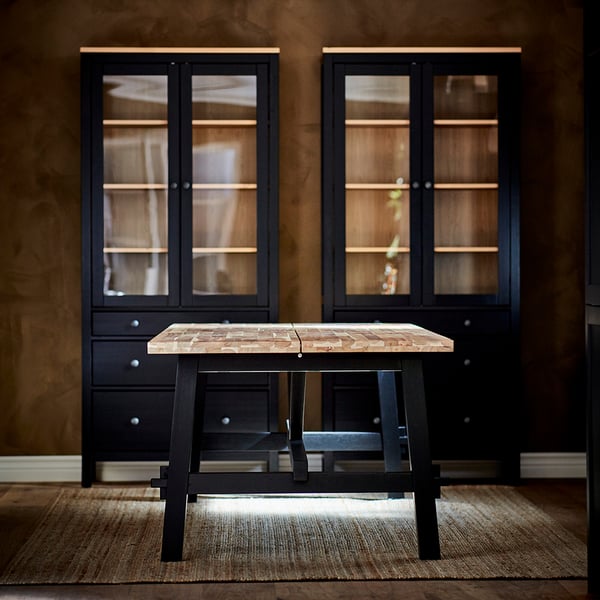 SKOGSTA table, acacia/black, 160x81x74 cm
