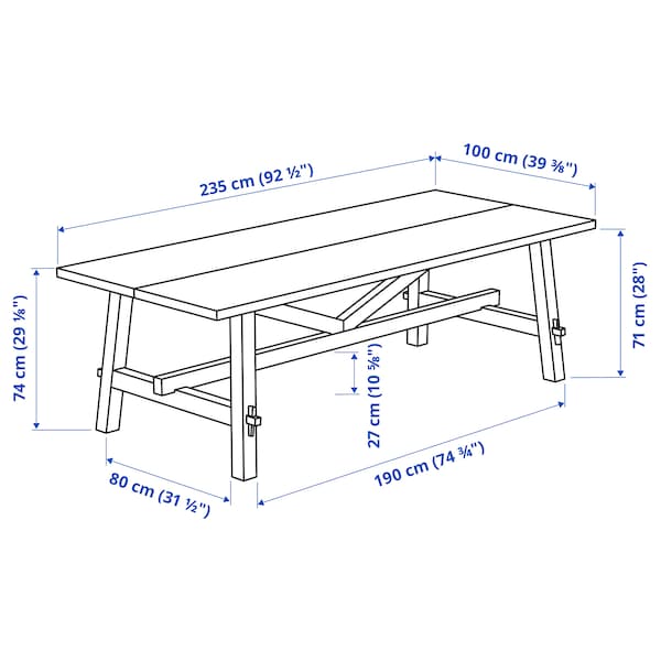 SKOGSTA - Dining table, acacia/black, 235x100 cm