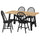 SKOGSTA table and 4 chairs, acacia/black/black, 160x81 cm