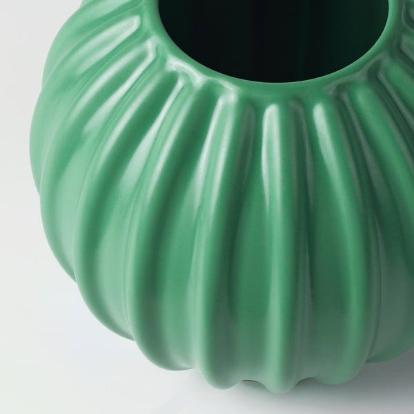 SKOGSTUNDRA vase, green, 15 cm