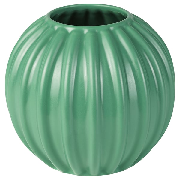 SKOGSTUNDRA vase, green, 15 cm