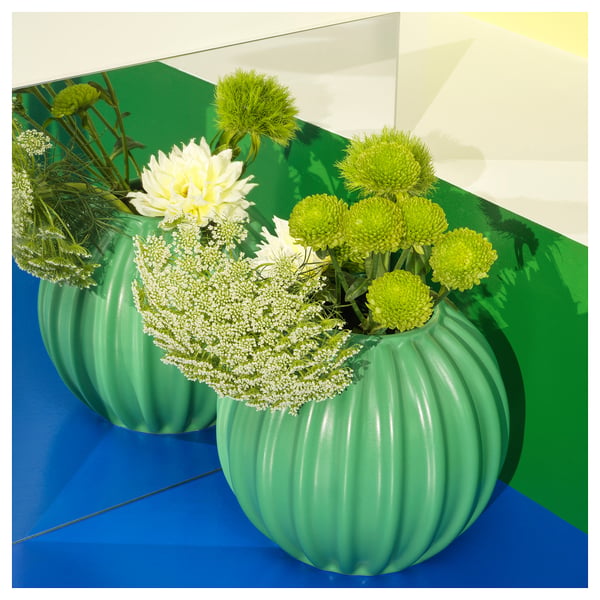 SKOGSTUNDRA vase, green, 15 cm